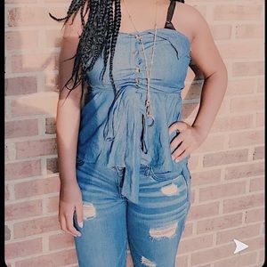 Denim button down shirt/blouse